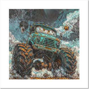 A Monster Truck in Action Posters and Art